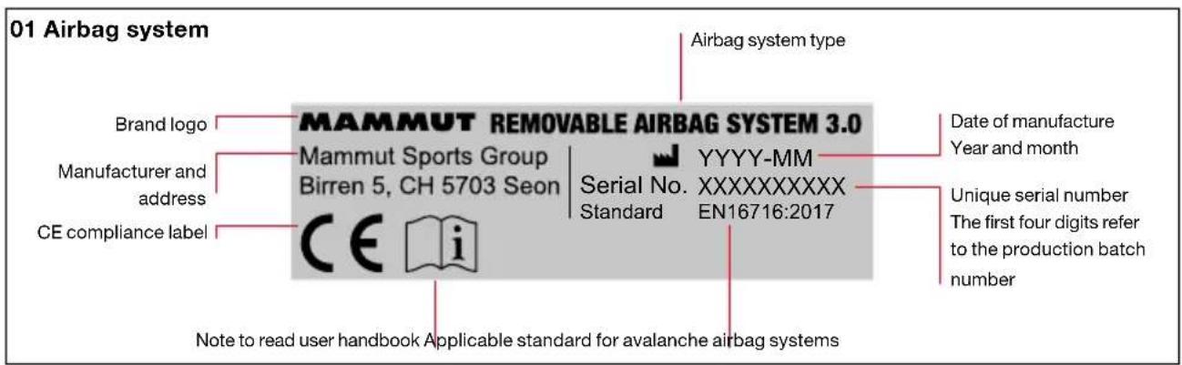 Mammut Removable Airbag System 3.0 - Product labeling - 1