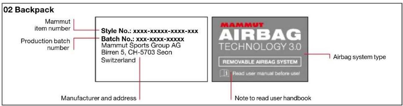 Mammut Removable Airbag System 3.0 - Product labeling - 2
