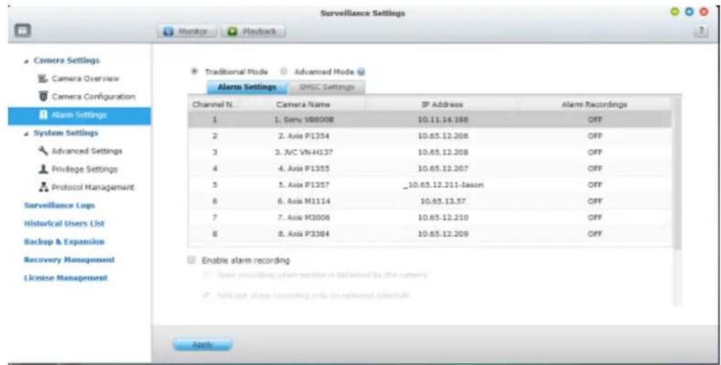 QNAP VS2104L - Paramètres d'alarme - 1
