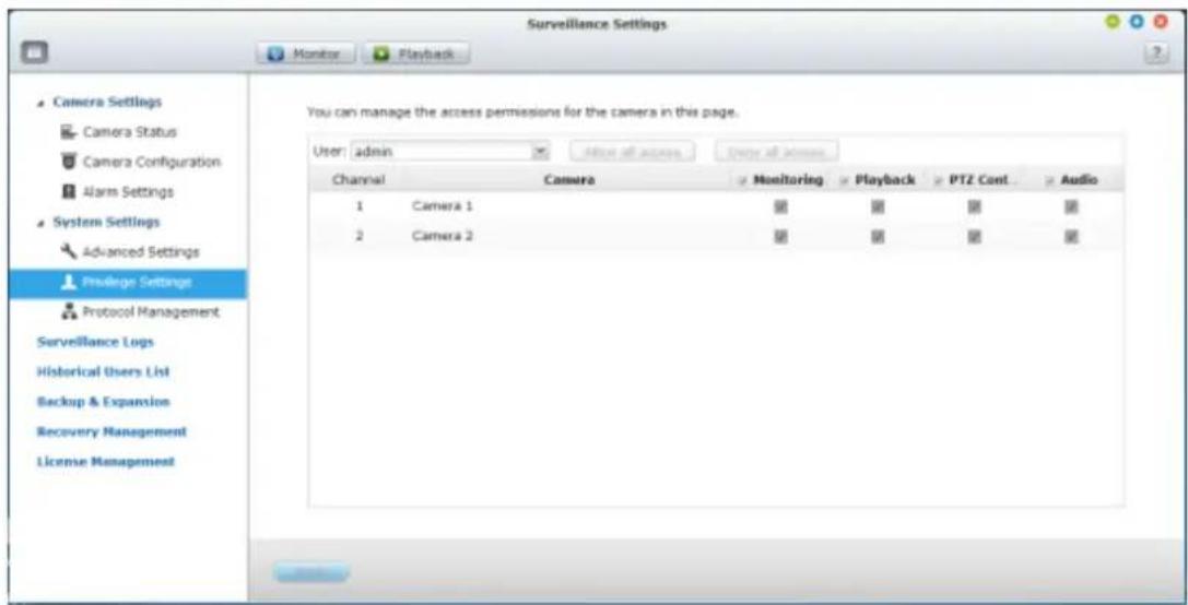 QNAP VS2104L - Paramètres de privilège - 1