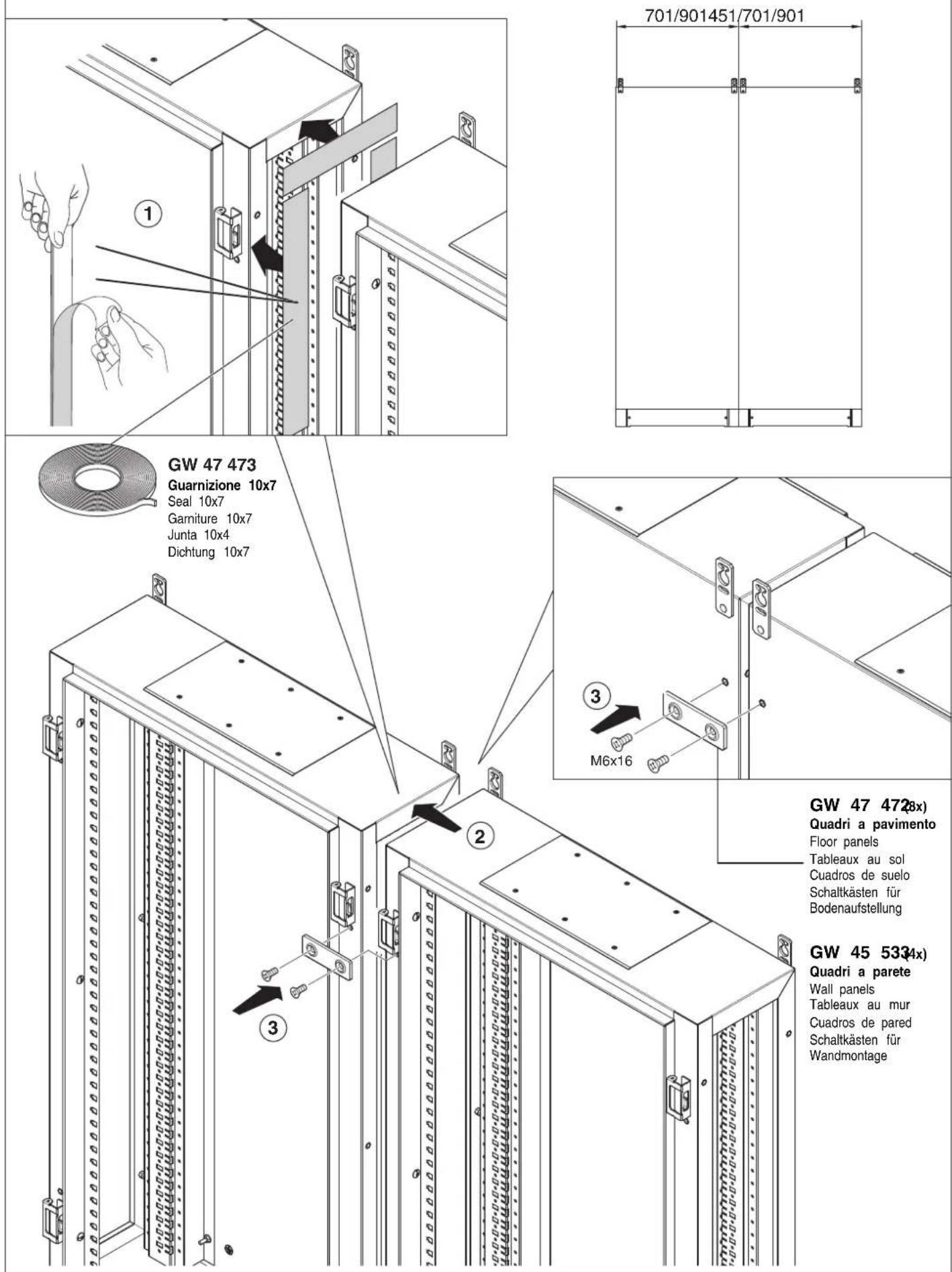 Gewiss GW45069 - MONTAGGIOZOCCOLO - ASSEMBLY OF BLOCK MOUNT - MONTAGE DU SOCLE - MONTAJE ZÓCALO - MONTAGE DER SOCKET - 21