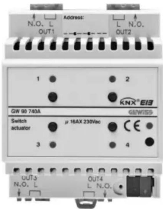 Gewiss GW90740A - Attuatore 4 canali 16 AX KNX - da guida DIN - 2