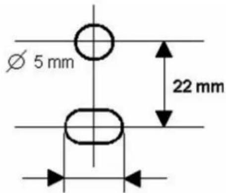 Gewiss GW90881 - Vista de la parte trasera y esquema de perforación - 2