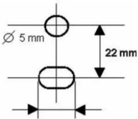 Gewiss GW90881 - Vista della parte posteriore e schema di foratura - 2