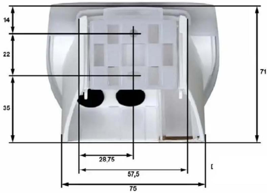 Gewiss GW90881 - View of the rear part, and perforation layout - 1