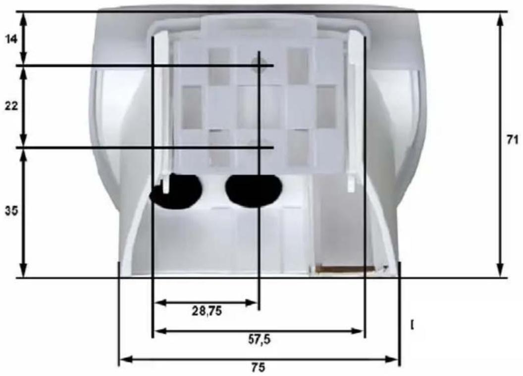Gewiss GW90883 - View of the rear part, and perforation layout - 1