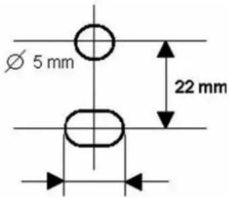 Gewiss GW90883 - Vista della parte posteriore e schema di foratura - 2