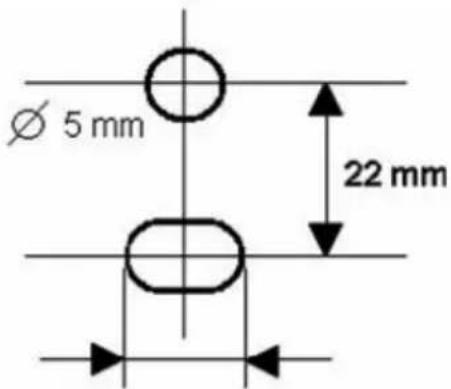 Gewiss GW90883 - Vue de l'arrière et schéma de perçage - 2