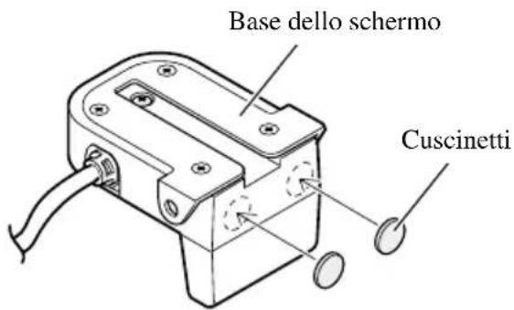 PIONEER AVDW6210 - Incollare i cuscinetti sul fondo della base dello schermo. - 1
