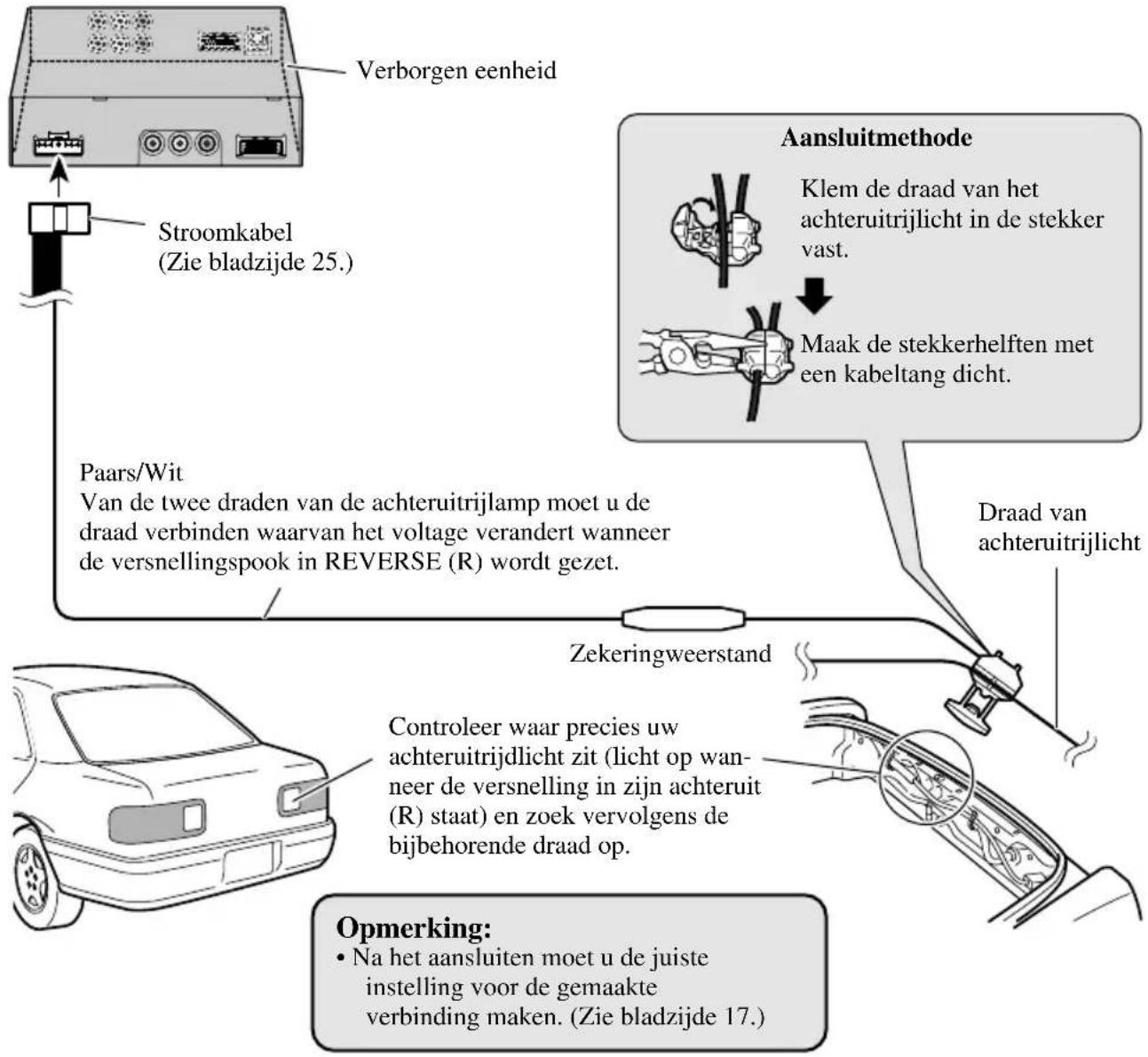 PIONEER AVDW6210 - Aansluiten van het "REVERSE-GEAR SIGNAL INPUT" snoer - 1