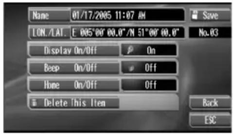 PIONEER AVGVDP1 - Modificare le informazioni sulla posizione registrata. - 1
