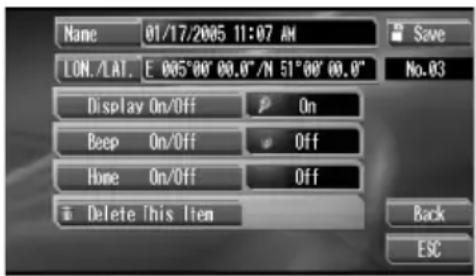 PIONEER AVGVDP1 - Modifiez les informations de la position enregistrée. - 1