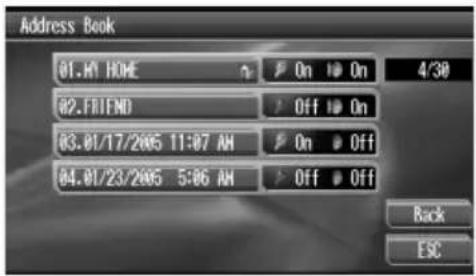 PIONEER AVGVDP1 - Toccare Menu e Destination Menu e quindi toccare Address Book. - 1