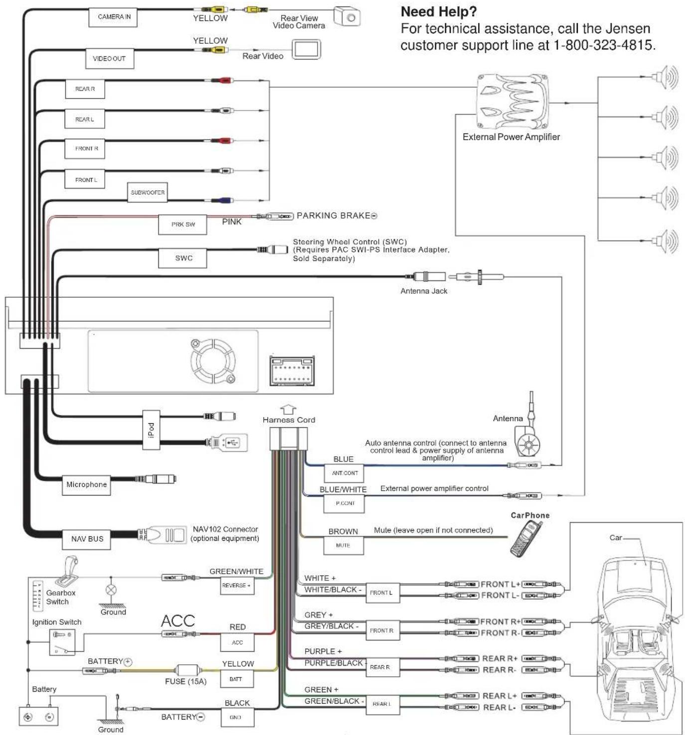 JENSEN VM9214BT - Wiring Diagram - 1