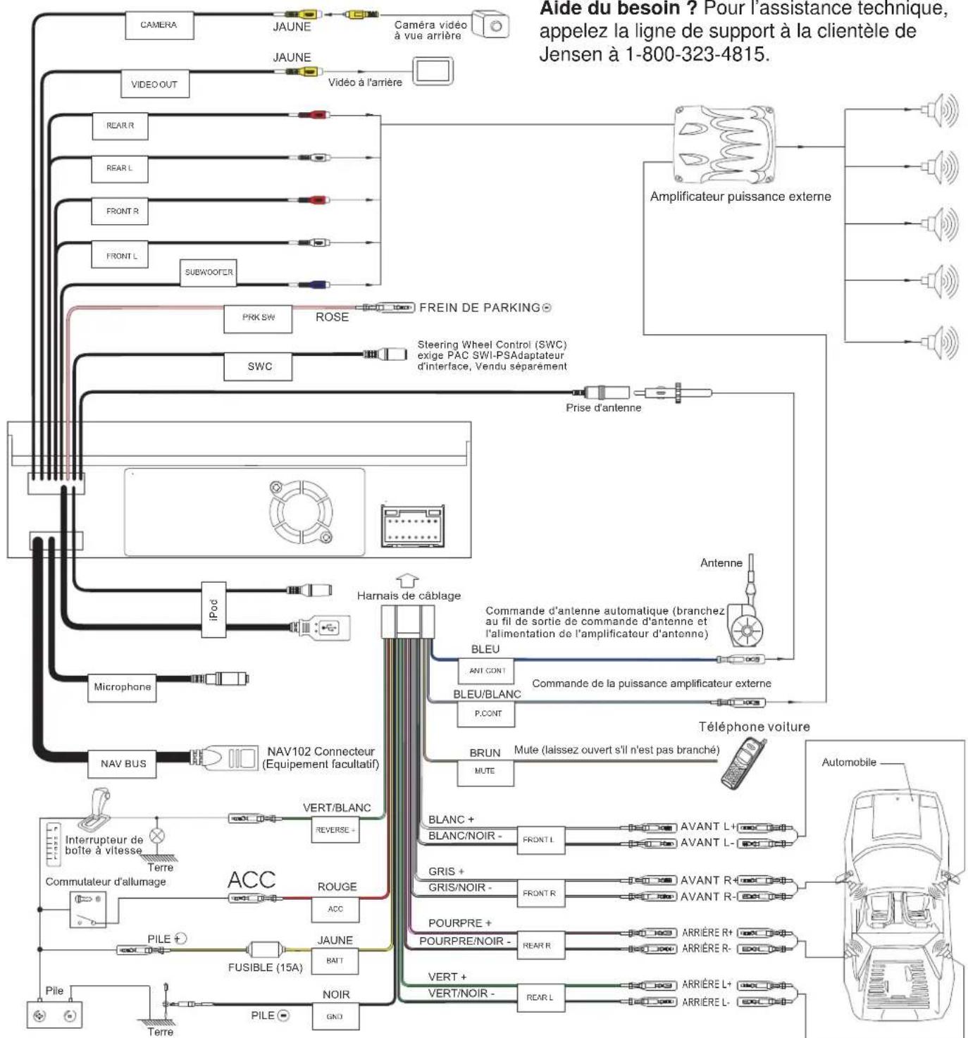 JENSEN VM9214BT - Diagramme de Câblage - 1