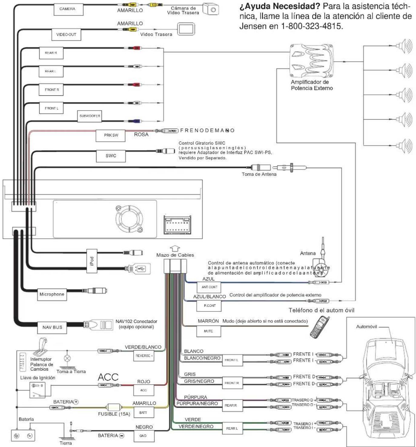 JENSEN VM9214BT - Diagrama de Cableado - 1
