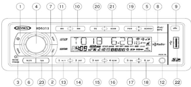 JENSEN HD5313 - como instalar un Dispositivo USB - 1