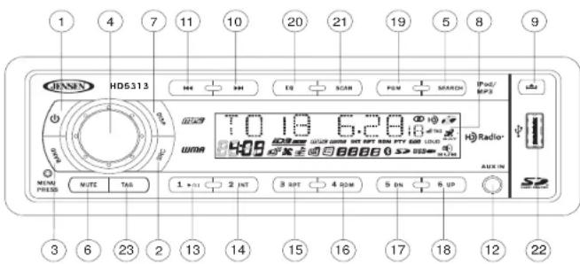 JENSEN HD5313 - Accessing iPod Mode - 1