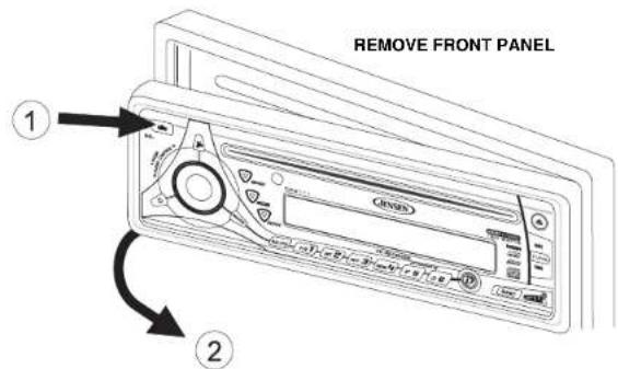 JENSEN CD6111 - Detaching the Front Panel - 1