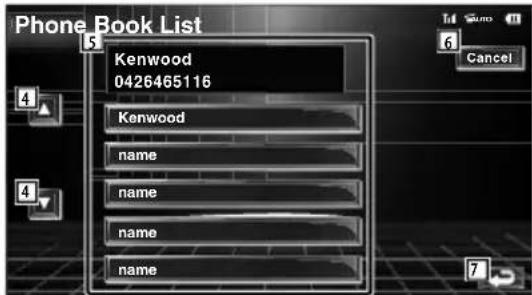 KENWOOD KOSV1000 - Écran de liste de l'agenda téléphonique - 1
