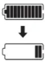YAMAHA PW45 - Affichage de l'indicateur de charge résiduelle de batterie et estimation de la capacité résiduelle de la batterie pour l'unité d'affichage - 1