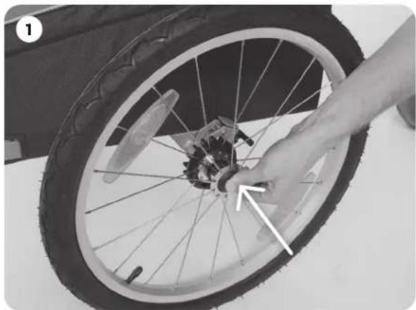 THULE Coaster Bicycle Trailer - MONTAGE DER LAUFRÄDER - 1