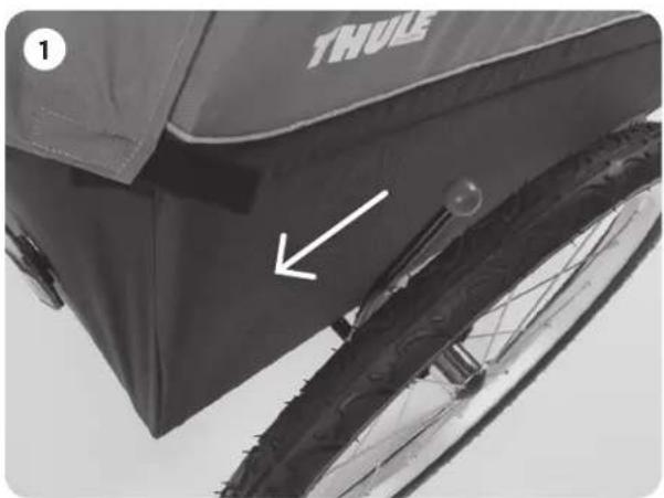 THULE Coaster Bicycle Trailer - BETÄTIGEN DER FESTSTELLBREMSE - 1