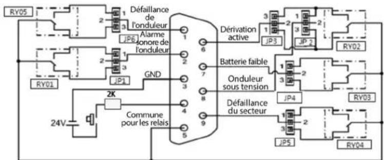 Tripp Lite RELAYCARDSV - Affectation des broches et Connexion logique interne - 1