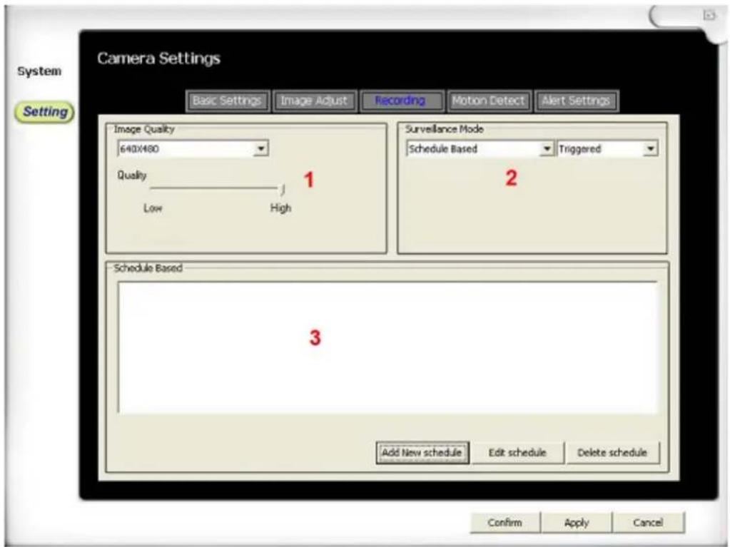 TREBS Comfortcam 99500 - Paramètres d'enregistrement - 1