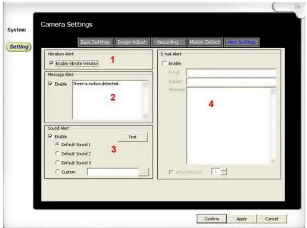 TREBS Comfortcam 99500 - Alarmeinstellungen - 1
