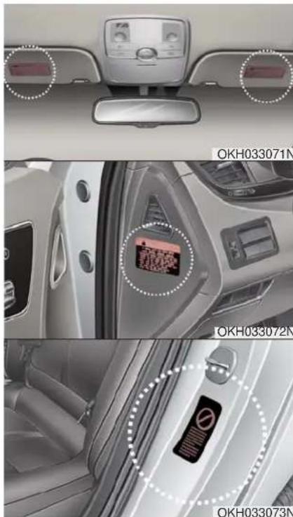 KIA K900 (2018) - Étiquette d'avertissement des coussins gonflables - 1