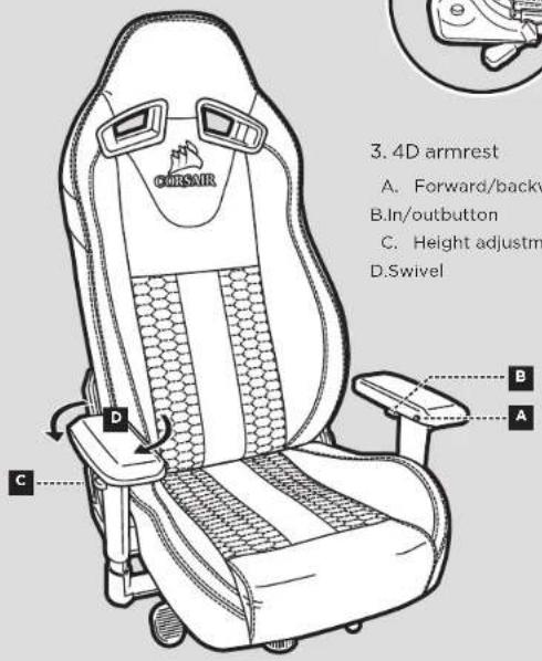 CORSAIR T2 Road Warrior - Recline lever - 2