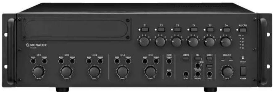Monacor PA6480 - PA Mixing Amplifier for 6 Zones - 2