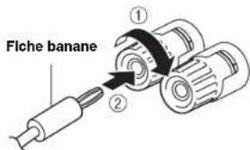 YAMAHA AU671 - Utilisation d'une fiche banane (modèle pour l'Amérique du Nord, la Chine et l'Australie uniquement) - 1