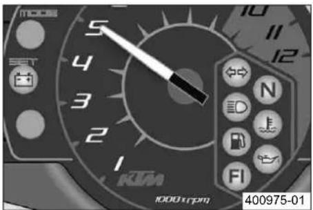 KTM 990 Super Duke R (2010) - コンビネーションインスツルメント - タコメーター - 2