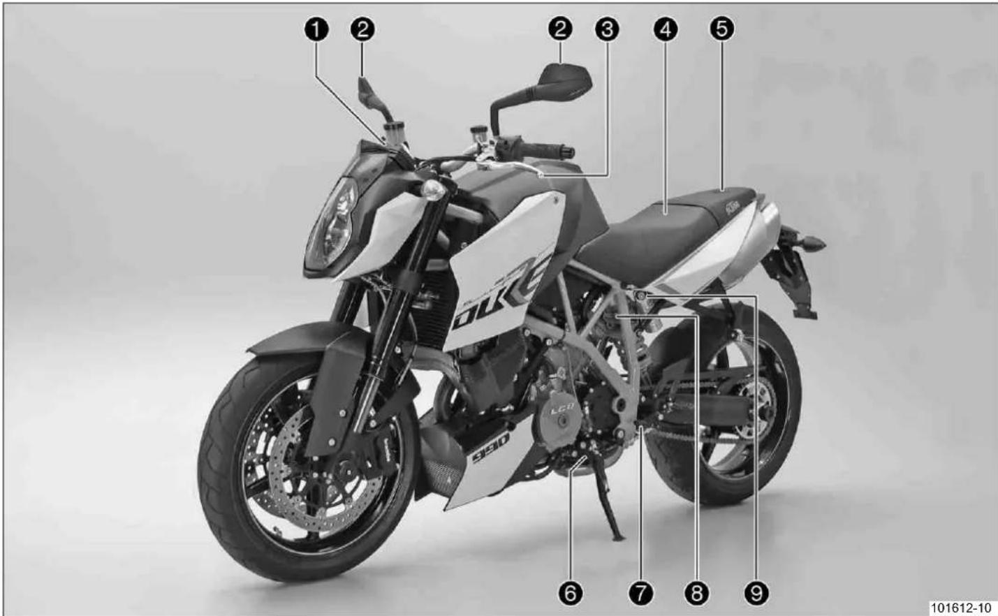 KTM 990 Super Duke R (2012) - 各部の名称 12 - 1