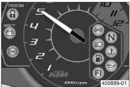 KTM 990 Supermoto T (2012) - Ταμπλό οργάνων - ενδεικτικές λυχνίες - 1