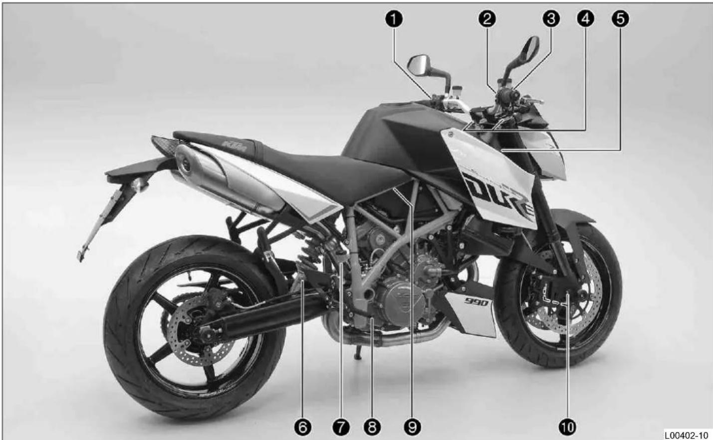 KTM 990 Super Duke R (2013) - 各部の名称 右後方 (代表写真) - 1
