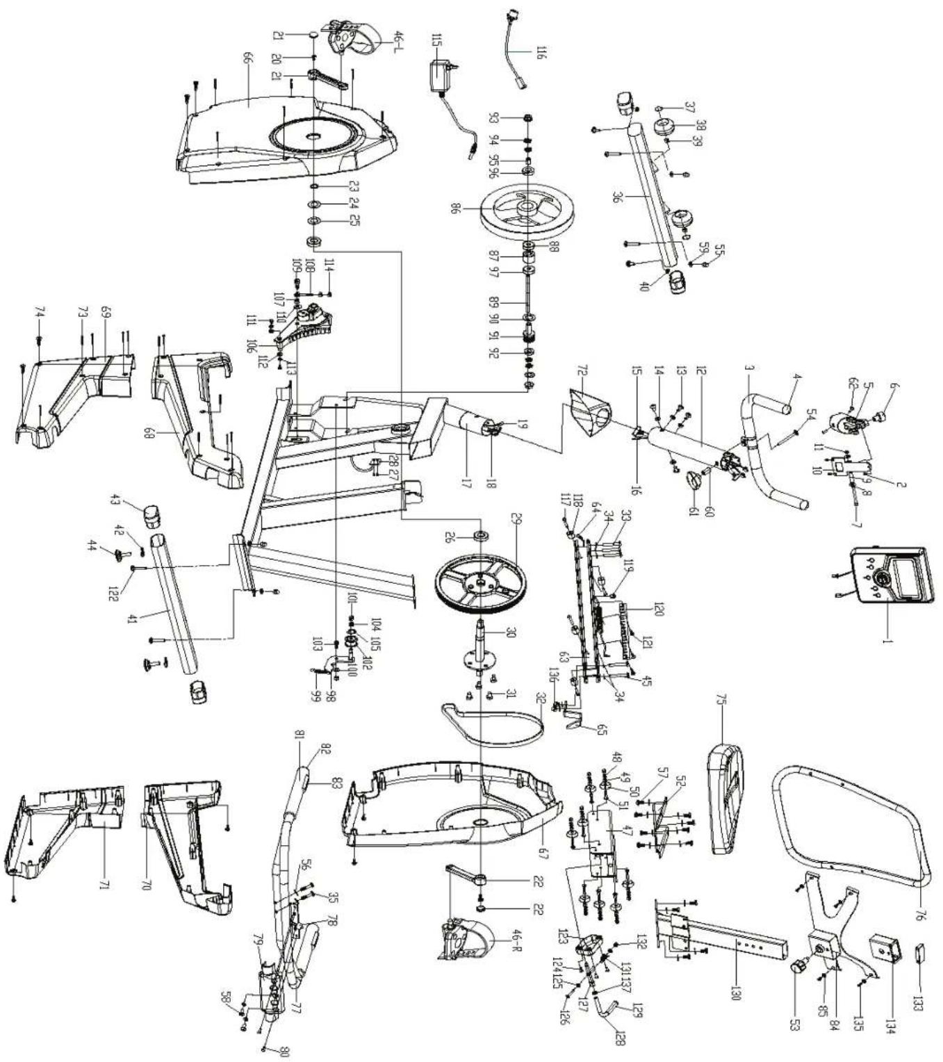 Bremshey Cardio Comfort Pacer - COMFORT PACER EXPLODED VIEW - 1