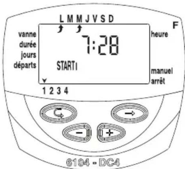 Galcon DC6S - Configuration des heures de démarrage de l'irrigation - 1