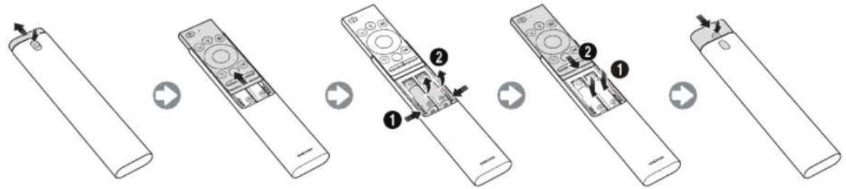 SAMSUNG QE65Q8CNAT - Installing batteries into the Samsung Smart Remote - 1