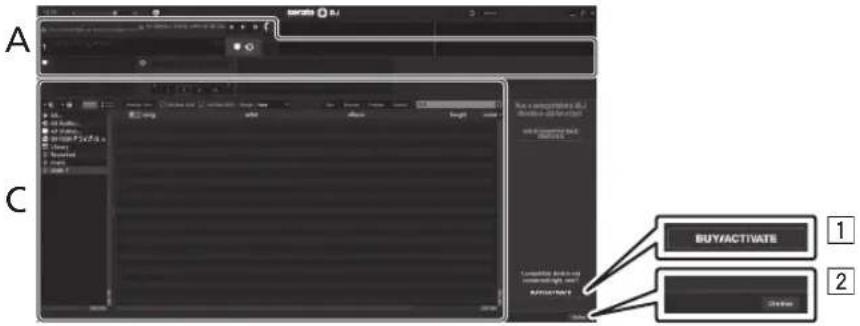 PIONEER DDJSR2 - Écran de l'ordinateur directement après le lancement du logiciel serato DJ - 1