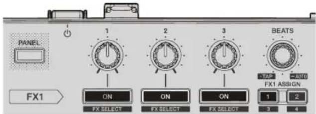 PIONEER DDJSR2 - Actionnez la touche de paramétrage d'effet 2 ou la touche de paramétrage d'effet 3 pour changer de paramètre de l'effet. - 1