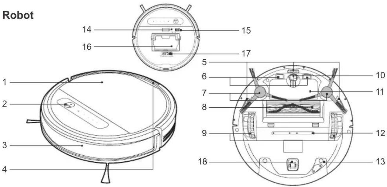 ECOVACS DEEBOT OZMO 610 - Diagramma del prodotto - 1