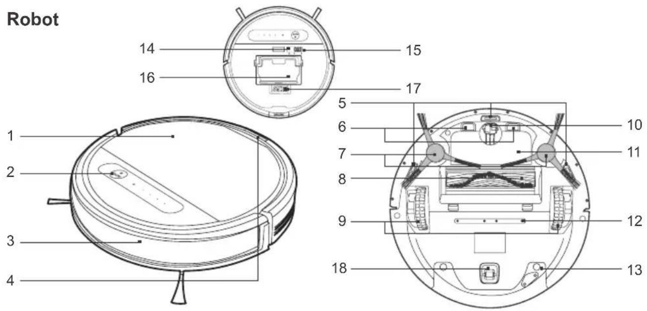 ECOVACS DEEBOT OZMO 610 - Schéma du produit - 1