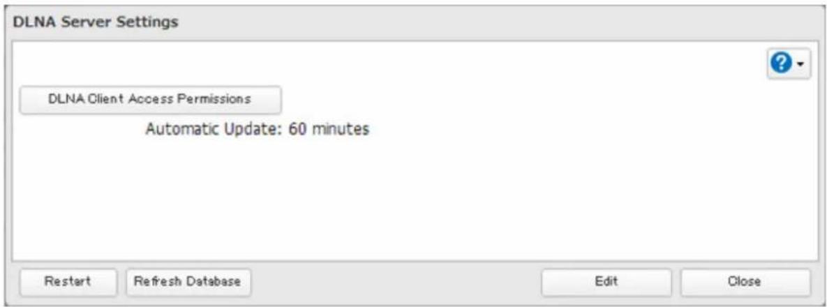 BUFFALO TeraStation TS7120r - Cliquez sur [DLNA Client Access Permissions (Clients multimédias DLNA autorisés)]. - 1