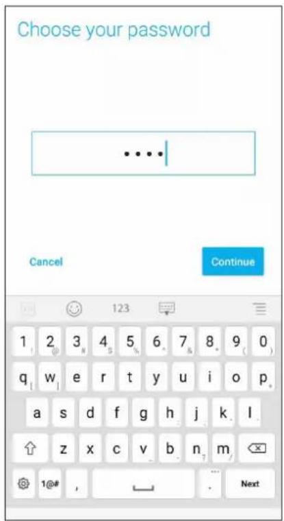 Choose your password ... Cancel Continue 1 2 3 4 5 6 7 8 9 (0) q w e r t y u i o p a s d f g h j k l ↑ z x c v b n m 1@# , Next