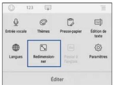 123 Entrée vocale Thèmes Presse-papier Édition de texte Langues Redimension- ner Poster à l'analçais Paramètres Éditer