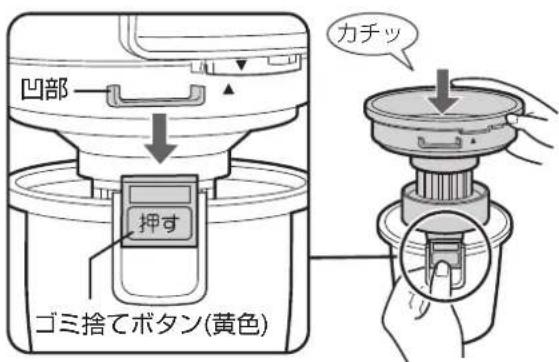 SHARP ECCT12 - カップカバーをダストカップに取り付ける - 1