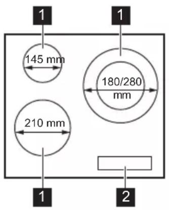 ELECTROLUX LIT60336CK - Disposition de las zonas de coccción - 1